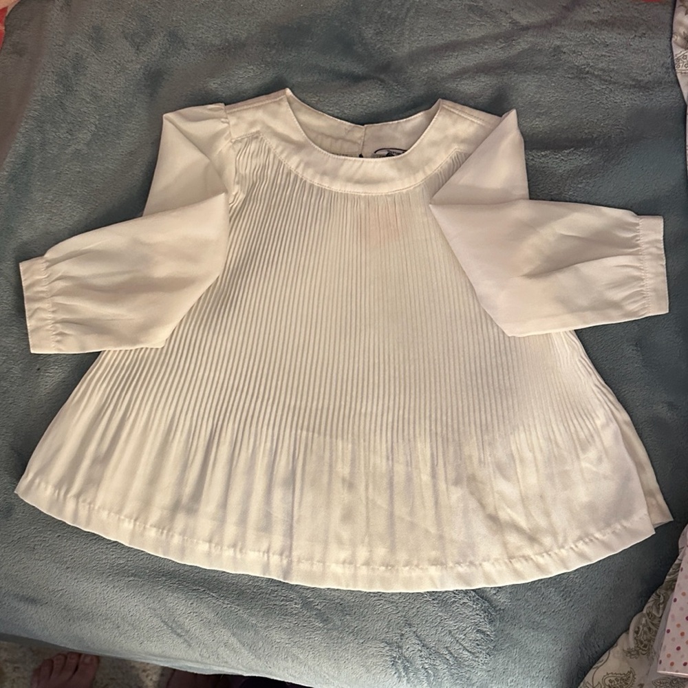 Hartstrings Cream Pleated Kids Blouse